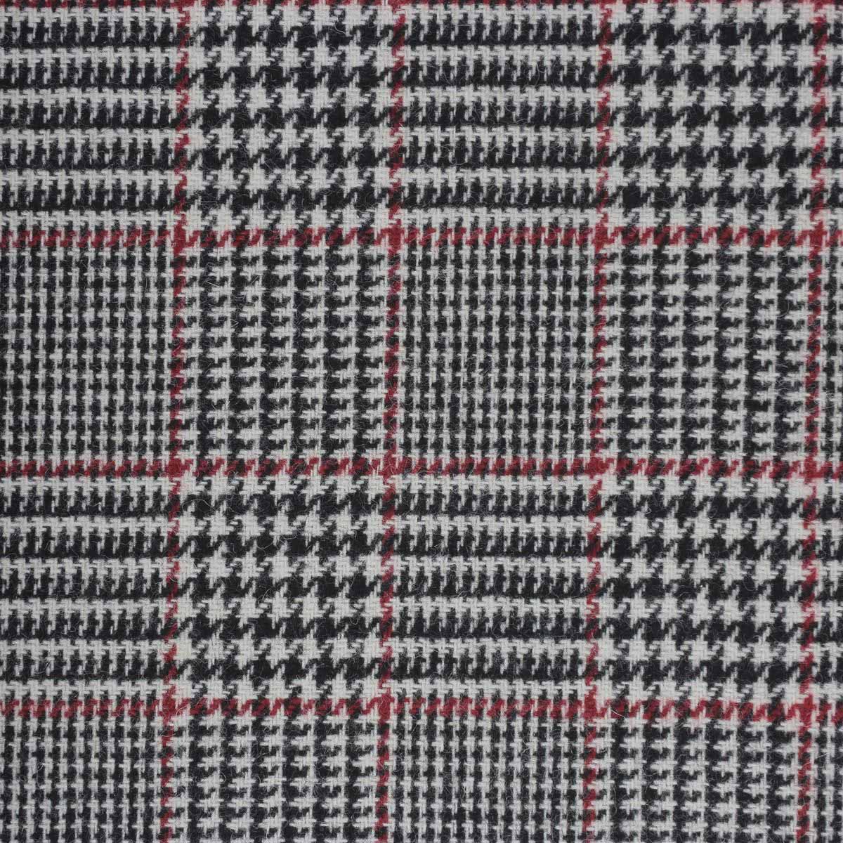 Coupon de tissu carreaux & pied de poule doublé - NOIR, BLANC & ROUGE - 0,50x1,50m - Image 3