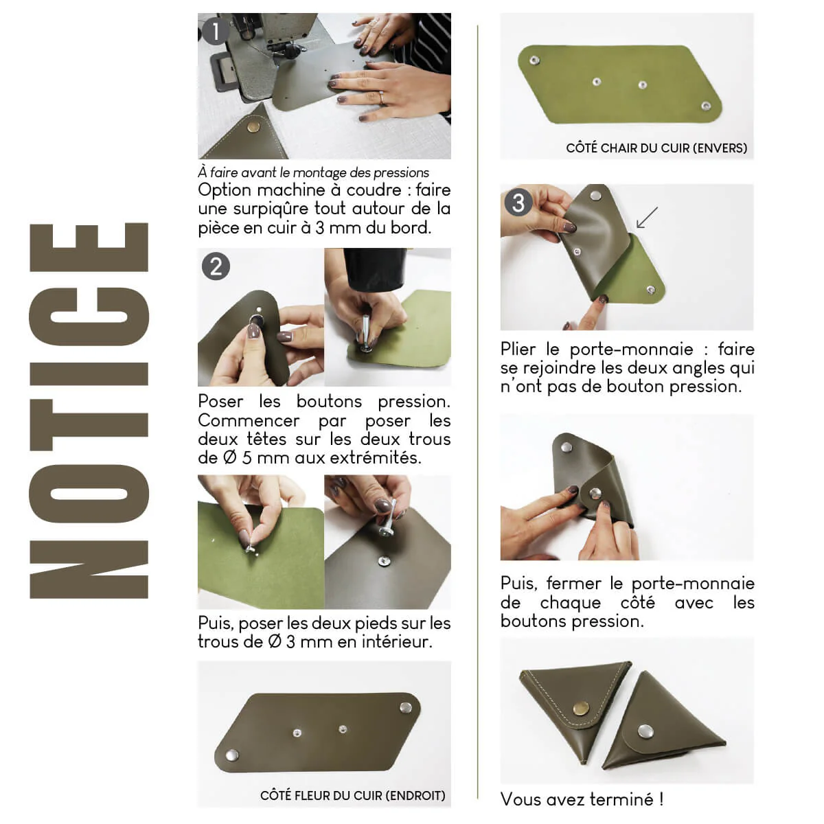 Grand porte-monnaie triangle en cuir - MARRON - Image 3