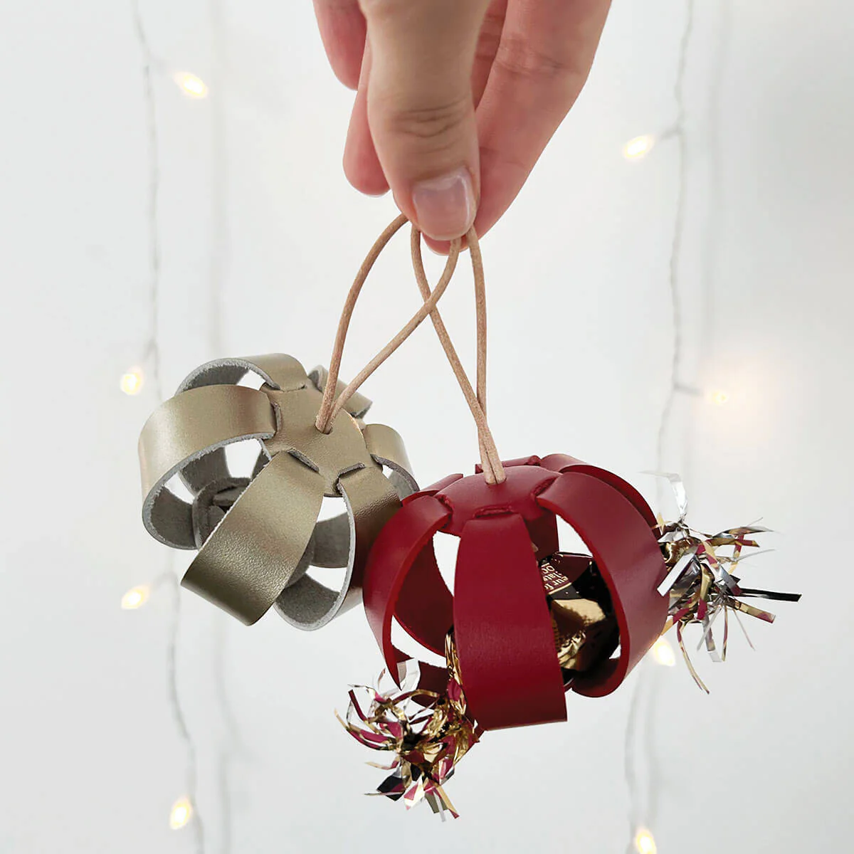 Kit DIY - Boule de noël en cuir à assembler - ARGENT - Image 4
