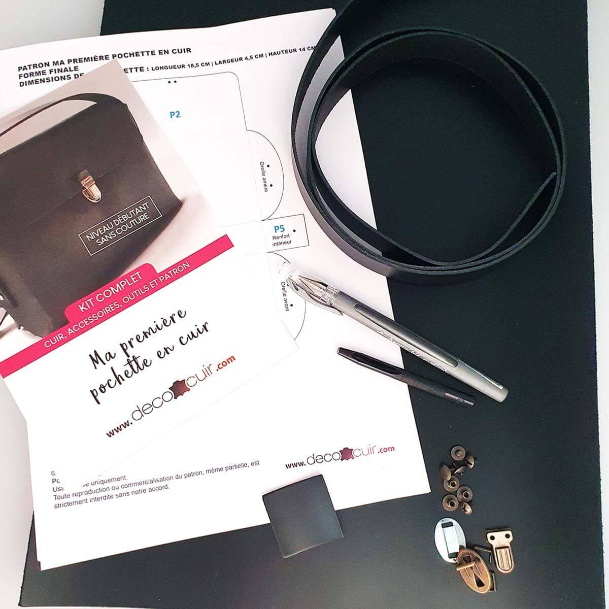 KIT COMPLET - Ma première pochette en cuir noir - Image 4