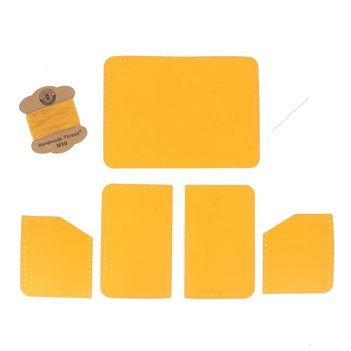 KitenCuir Porte Cartes double Jaune - Fil Jaune - Image 3