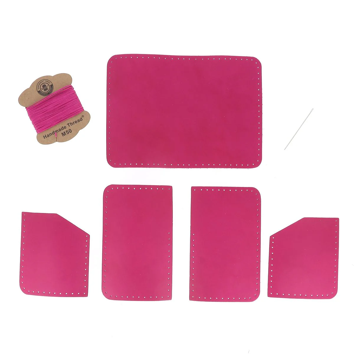 KitenCuir Porte Cartes double Rose fuchsia - Fil Rose fuchsia - Image 4