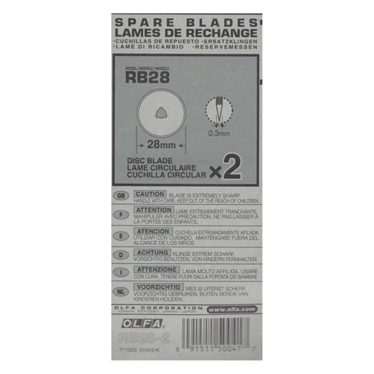 2  lames de rechange pour cutter rotatif diam 28 mm - OLFA RB28-2 - Image 3