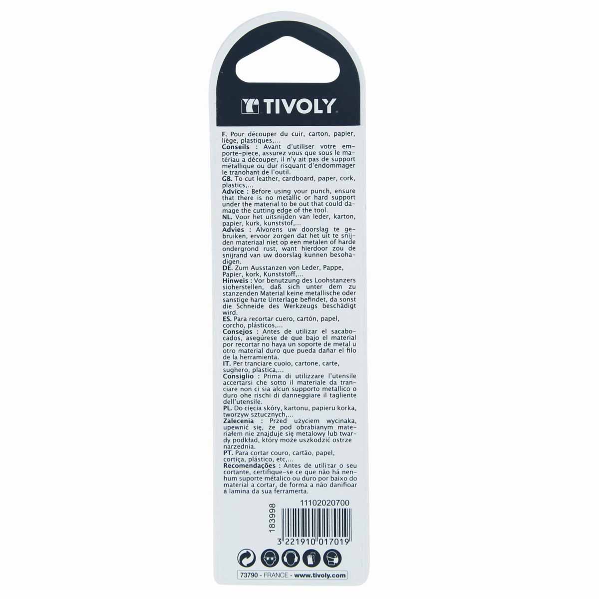 Ensemble de 5 emporte-pièces interchangeables à frapper ROND - diam de 6 à 10 mm - Tivoly - Image 5